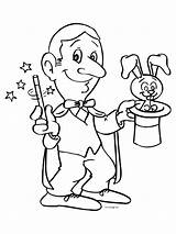 Goochelaar Kleurplaten Magician Konijn Tovert Zauberer Kaninchen Titel Zauberkünstler Dieren Afkomstig sketch template