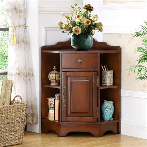 luxury vintage walnutwhite corner cabinet rustic wood accent cabinet