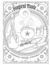 Coloring Pages Book Wicca Spells Shadows Witch Adults Books Adult Spell Halloween Wiccan Witchcraft Magic Libro Grimoire Moon Sheets Fantasy sketch template