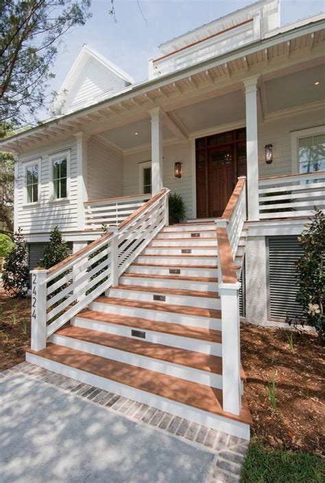 nice  pretty farmhouse front porch steps design ideas   https