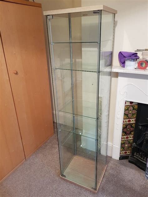 ikea detolf glass display cabinet  extra shelves  epping essex