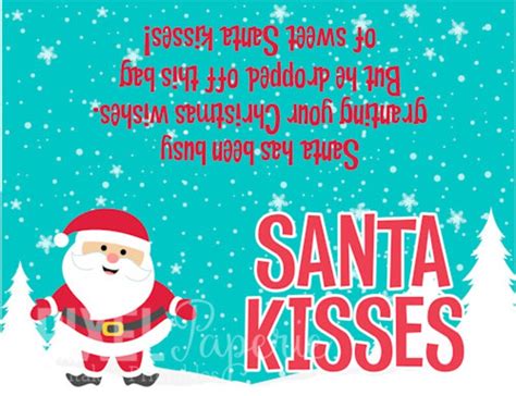 santa kisses bag topper printable santa kisses bag toppers etsy