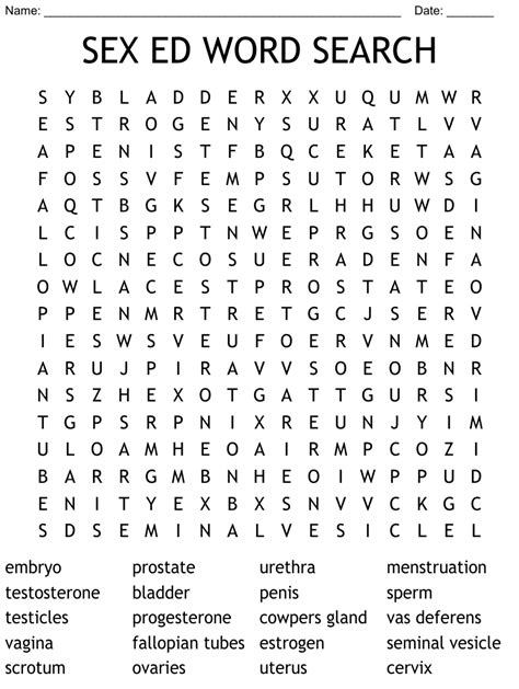 Sex Ed Word Search Wordmint