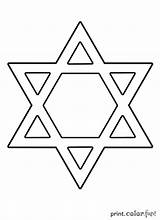 David Star Coloring Shield Jewish Symbol Color Judaism Magen Printcolorfun sketch template