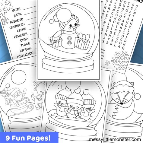 snow globe colouring pages messy  monster