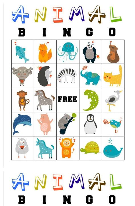 printable animal bingo cards  toddlers  preschoolers