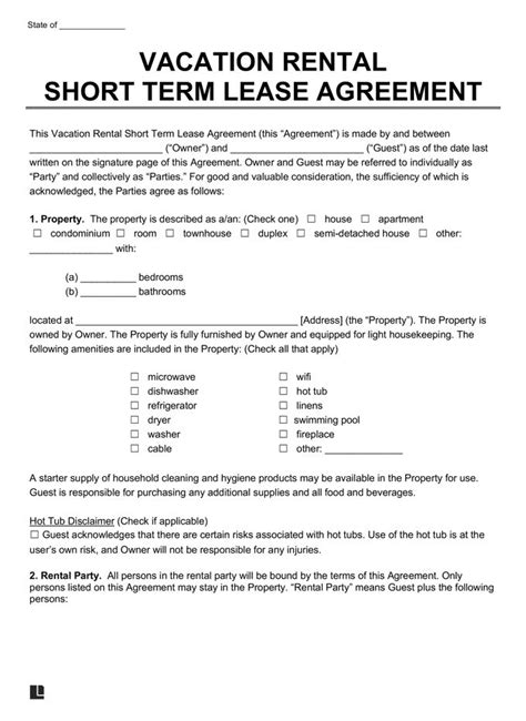 rental lease agreement forms word  templates rental
