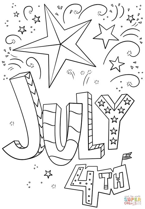 july doodle coloring page  printable coloring pages