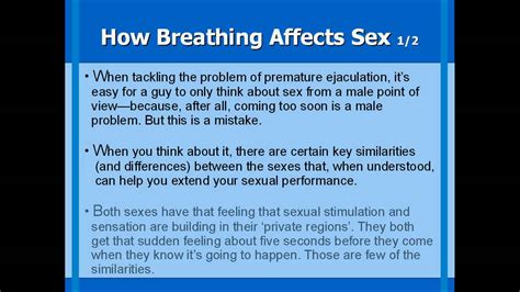 How To Overcome Premature Ejaculation Using Breathing Techniques Youtube