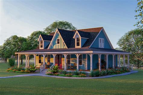 plan vv  bed country home plan   sided wraparound porch country house plans