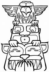 Totem Pole Coloring Pages Drawing Poles Print Clipart Printable Easy Kids Native American Designs Clip Totems Colouring Cliparts Drawings Outline sketch template