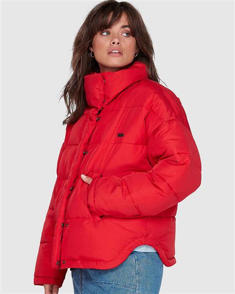 Element Ladies Lola Puffer Jacket Red Womens Top Sequence Surf