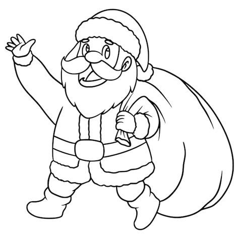 premium vector santa claus holding sack coloring page