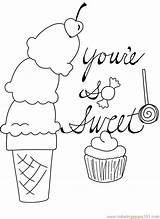 Ice Cream Coloring Pages Cone Printable Cute Kids Cupcake Sweets Birthday Print Party Cherry Candy Valentine Colorin sketch template