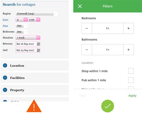 create mobile friendly search filters  key principles