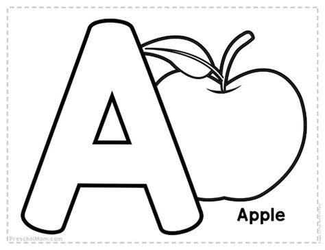 alphabet coloring pages preschool mom