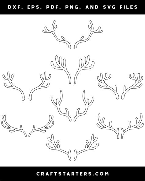 reindeer antlers outline patterns dfx eps  png  svg cut files