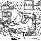 Messy Room Coloring Template sketch template