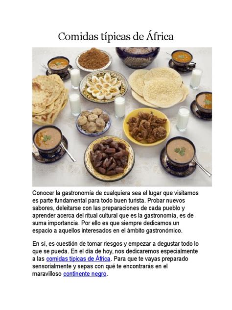 Comidas Típicas De África Docx Cocina Española Europa