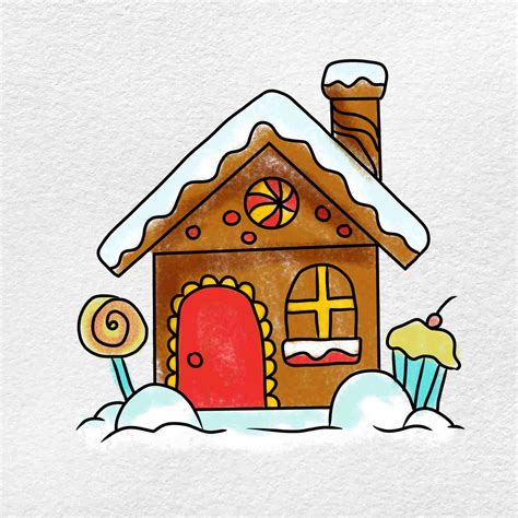draw  gingerbread house helloartsy