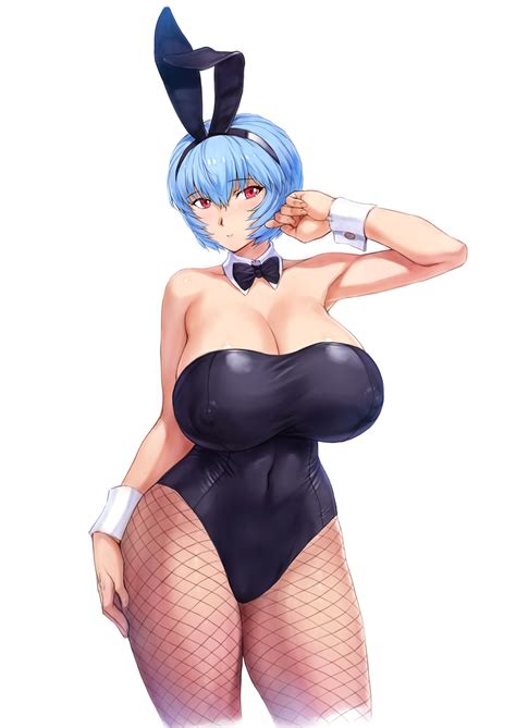 rule 34 bare shoulders blue hair bowtie breasts bunny