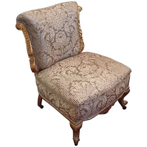 pretty antique giltwood  upholstered slipper chair  stdibs