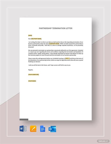 partnership termination letter  google docs word pages outlook
