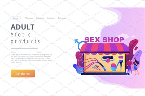 Sex Shop Concept Landing Page Pre Designed Vector Graphics