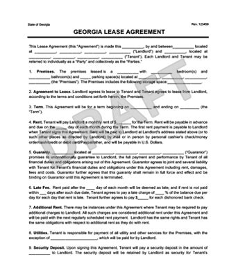 georgia month  month lease agreement template   georgia