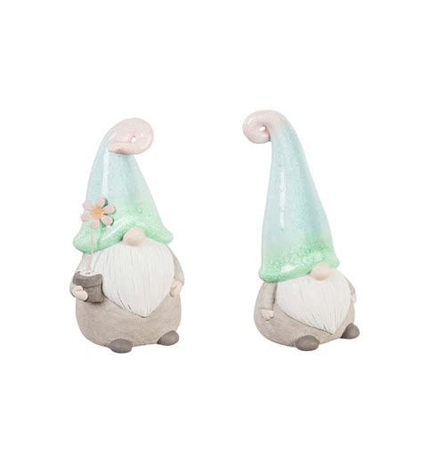 ceramic garden gnomes  ombre hats set   wind  weather