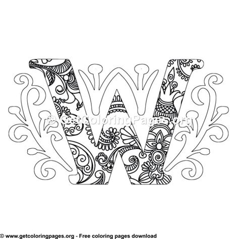 zentangle monogram alphabet letter  coloring sheet owl coloring
