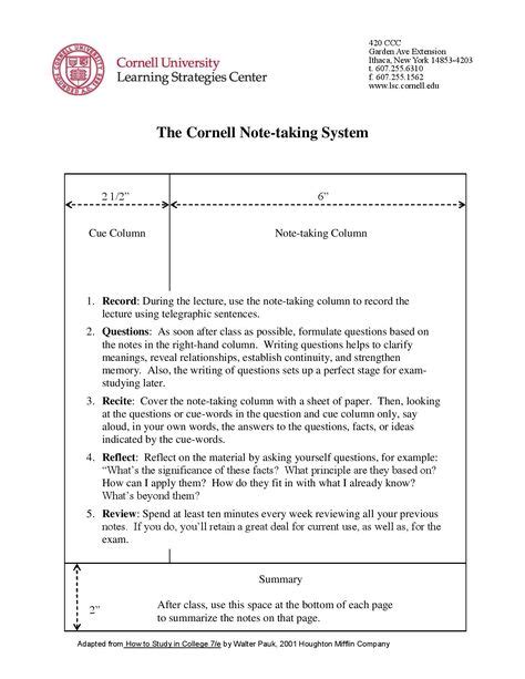 cornell notes cornell notes