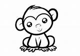 Draw Cartoon Monkey Easy Coloring Color Print sketch template