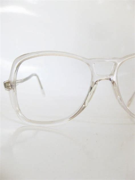 80s crystal clear aviator eyeglasses 1980s by oliverandalexa