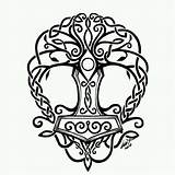 Tree Life Tattoo Hammer Celtic Viking Thors sketch template