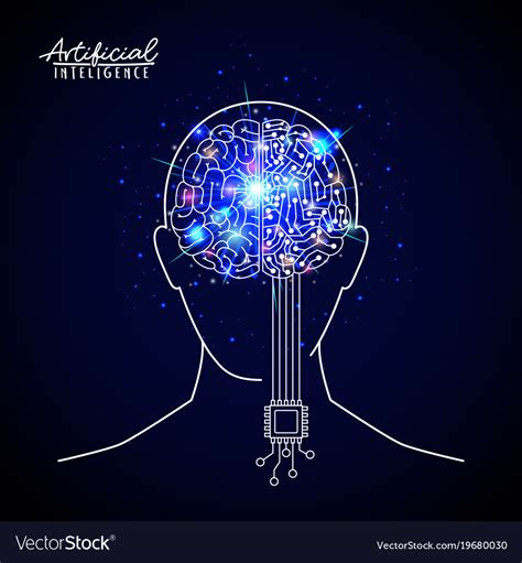 artificial intelligence poster  human head vector image
