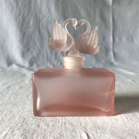beautiful satin glass double swan glass stopper perfume bottle pink