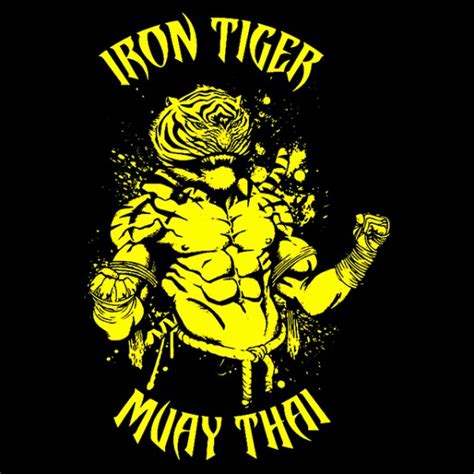 t shirt iron tiger muay thai black