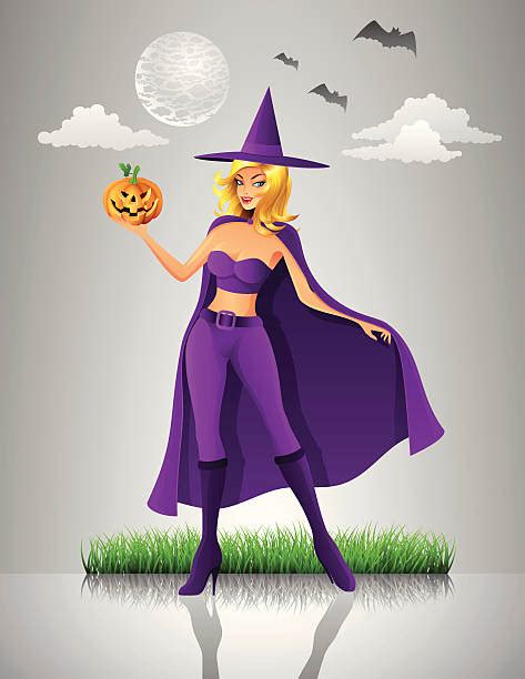 Happy Halloween Sexy Witch Cartoon Illustrations Royalty Free Vector
