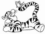 Pooh Tigger Coloring Pages Tiger Winnie Printable Color Kids Cartoon Sheet Stencil Disney Winni sketch template