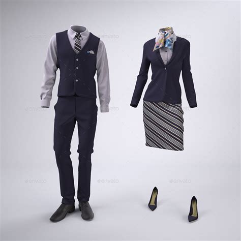 Airline Cabin Crew Or Hotel Staff Uniforms Mock Up Staff