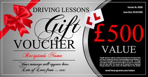 printable driving lesson voucher template  ticket template