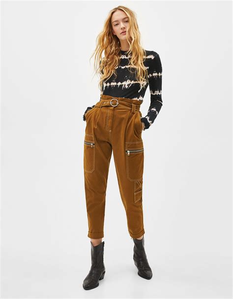paperbag trousers discover     items  bershka   products  week