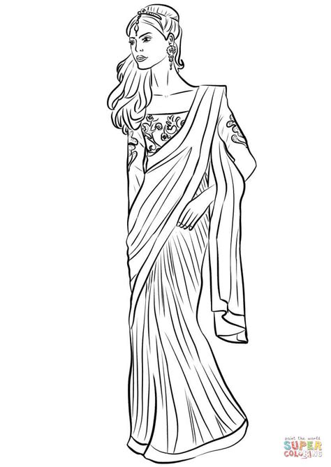indian woman coloring page  printable coloring pages
