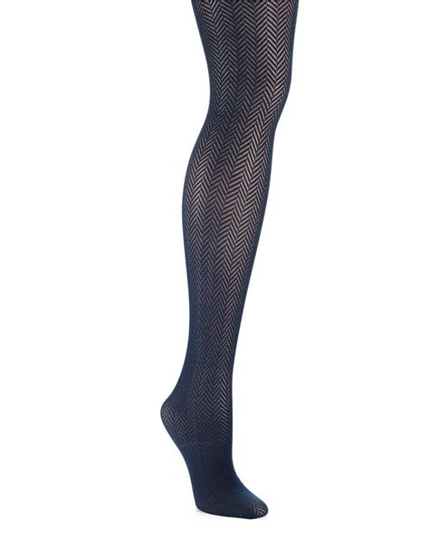 ellen tracy patterned tights in blue navy lyst