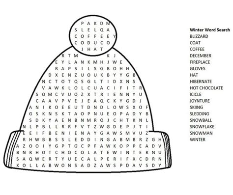 winter word search  coloring pages  kids winter words