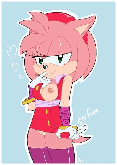 rule 34 amy rose anthro areola bluechika blush breasts clothing