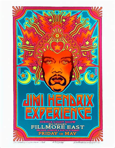 Jimi Hendrix 1968 Fillmore Poster Alt Design New Giclee Signed David