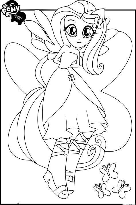 pony equestria girls fluttershy coloring page printable