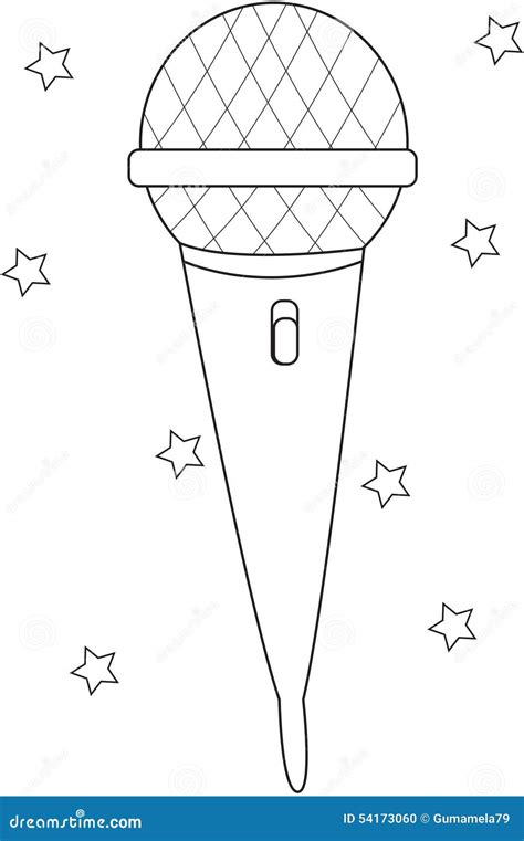 microphone coloring page stock illustration illustration  cartoon